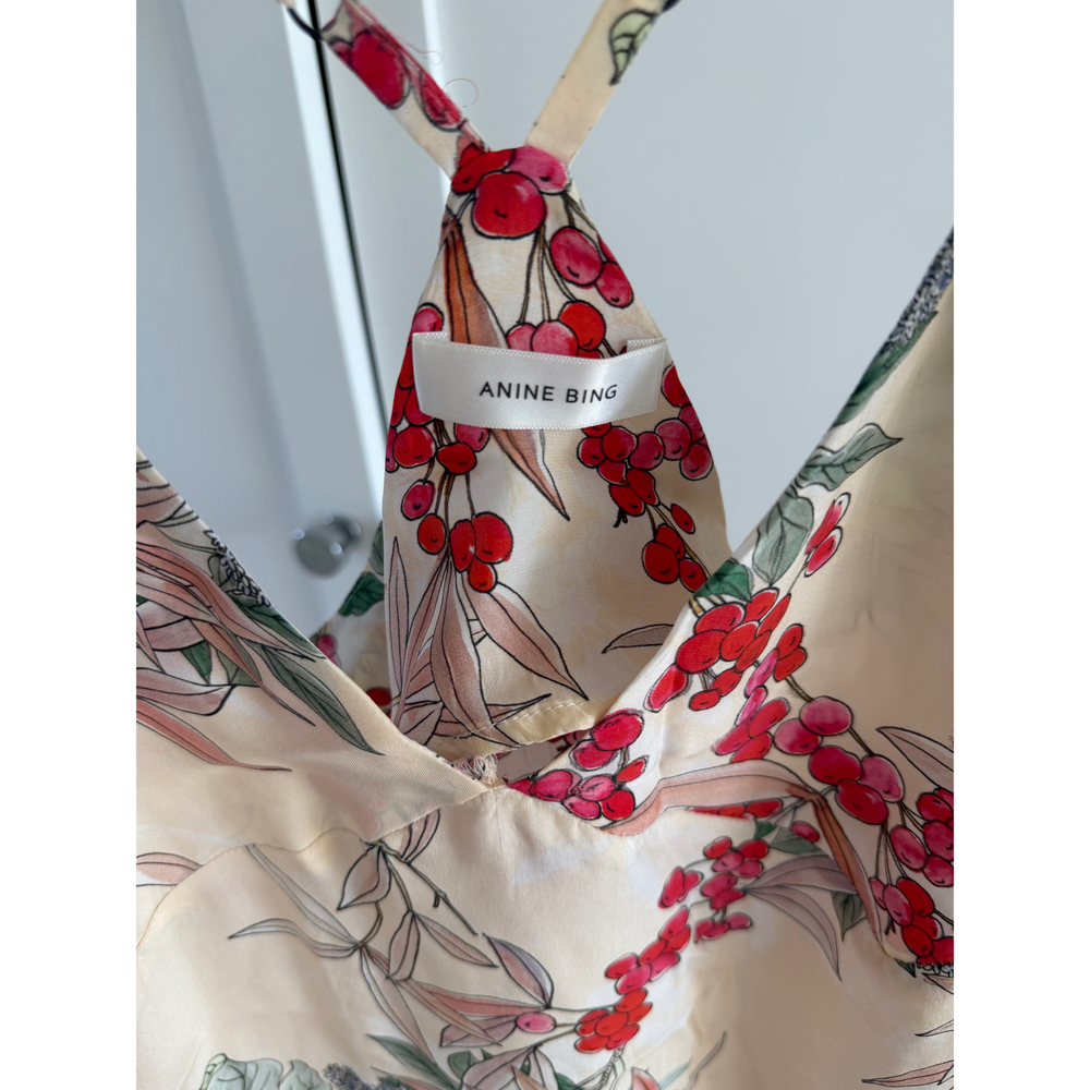 Anine Bing Silk Floral Slip Dress in Yellow - Picture 2 of 4
